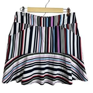 Tail Skort Women's Sz M‎ Striped White Black Pink Flouce Hem Skirt Pockets